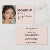 Blush Pink Black Script Photo Makeup Business Card 名刺 (正面/裏面)