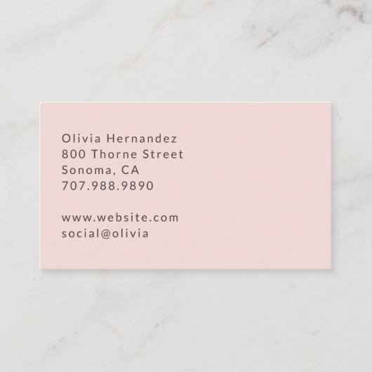 Blush Pink Black Script Photo Makeup Business Card 名刺 (裏面)