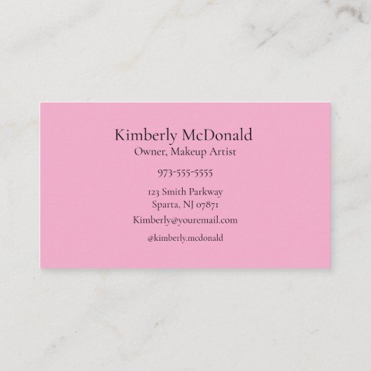 Blush Pink Black Script Photo Makeup Business Card 名刺 (裏面)