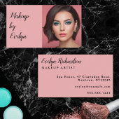 Blush Pink Black Script Photo Makeup Business Card 名刺
