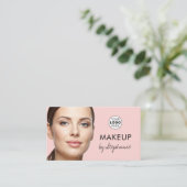 Blush Pink Black Script Photo Makeup Business Card 名刺 (スタンド正面)