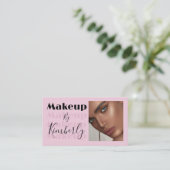 Blush Pink Black Script Photo Makeup Business Card 名刺 (スタンド正面)