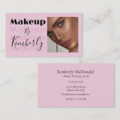 Blush Pink Black Script Photo Makeup Business Card 名刺 (正面/裏面)
