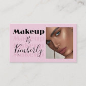 Blush Pink Black Script Photo Makeup Business Card 名刺 (正面)