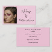Blush Pink Black Script Photo Makeup Business Card 名刺 (正面/裏面)