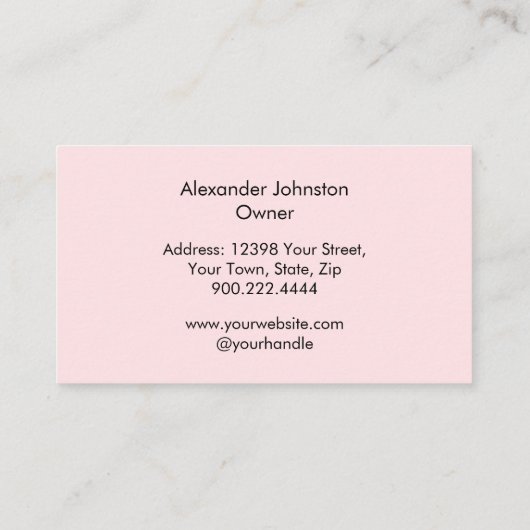 Blush Pink Black Script Photo Makeup Business Card 名刺 (裏面)