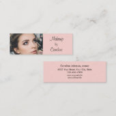 Blush Pink Black Script Photo Makeup Mini Business スキニー名刺 (正面/裏面)