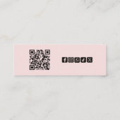 Blush Pink Black Script Photo Makeup QR Social スキニー名刺 (裏面)