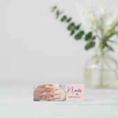 Blush Pink Black Script Photo Nail Artist スキニー名刺 (スタンド正面)