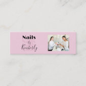 Blush Pink Black Script Photo Nail Salon スキニー名刺 (正面)