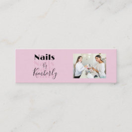 Blush Pink Black Script Photo Nail Salon スキニー名刺