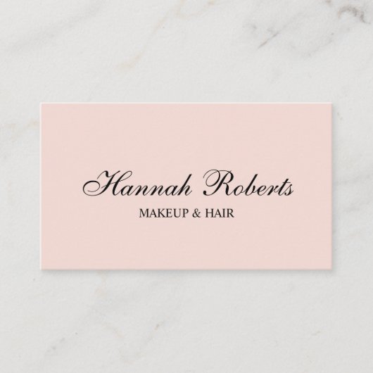 Blush Pink Black Script Social QR Code Hair Makeup 名刺 (正面)