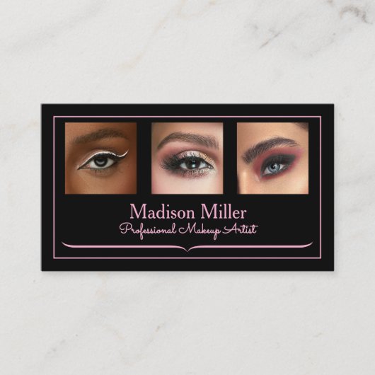 Blush Pink Black Social Icon QR Code Photo Makeup 名刺 (正面)