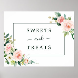 Blush Pink Bloom Sweets and Treats Dessert Sign ポスター