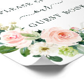 Blush Pink Bloom Wedding Guest Book Square Poster ポスター (角)