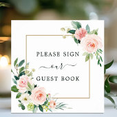 Blush Pink Bloom Wedding Guest Book Square Poster ポスター