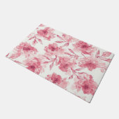 Blush Pink Blossoms Watercolor Painted Airy Floral ドアマット (アングル)