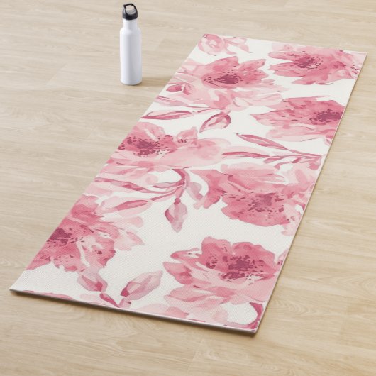 Blush Pink Blossoms Watercolor Painted Airy Floral ヨガマット (インサイチュ)