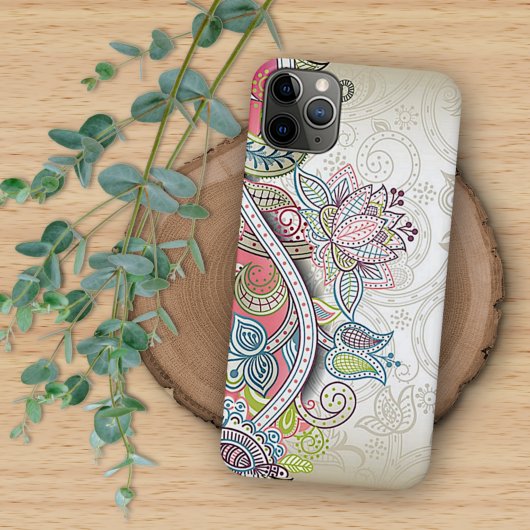 Blush Pink Blue Green Purple Paisley Floral Art Case-Mate iPhoneケース