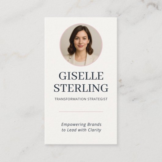 Blush Pink Blush & Navy Blue Photo QR Code 名刺 (正面)