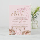 Blush Pink Boho Baby in bloom Baby Shower  招待状 (スタンド正面)