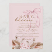 Blush Pink Boho Baby in bloom Baby Shower  招待状 (正面/裏面)