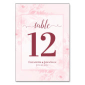 Blush Pink Boho Chic Floral Elegant Wedding テーブルナンバー (裏面)