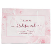 Blush Pink Boho Chic Floral Wedding Bridesmaid ラージペーパーバッグ (裏面)