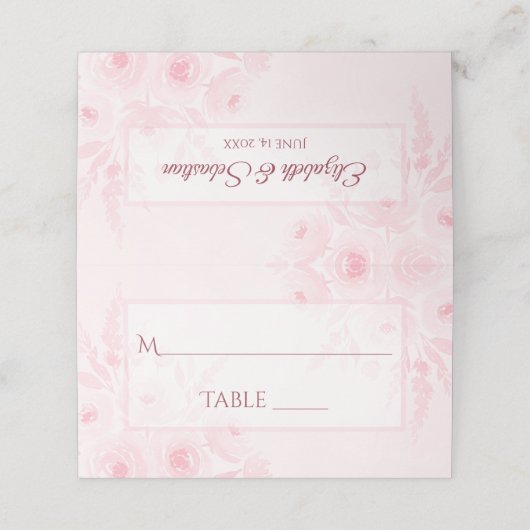 Blush Pink Boho Floral Elegant Wedding Write-In プレイスカード (外部開封)