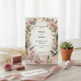 Blush Pink Boho Floral Wedding Invite 招待状