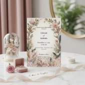 Blush Pink Boho Floral Wedding Invite 招待状