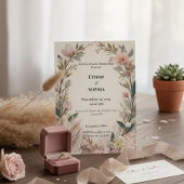 Blush Pink Boho Floral Wedding Invite 招待状
