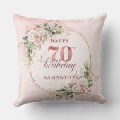 Blush Pink Boho Flowers Greenery Frame 70 birthday クッション (裏面)