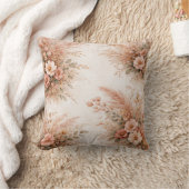 Blush Pink Boho Pampas Floral Bouquet クッション (ブランケット)