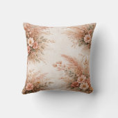 Blush Pink Boho Pampas Floral Bouquet クッション (裏面)