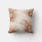 Blush Pink Boho Pampas Floral Bouquet クッション (正面)