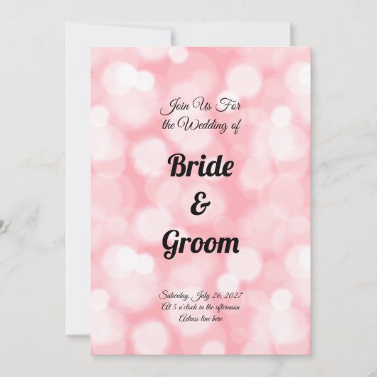 Blush Pink Bokeh Fairy Lights Wedding Invitation 招待状 (正面)