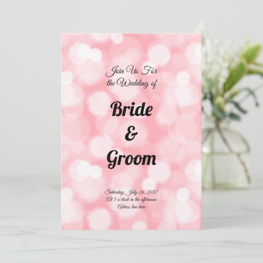 Blush Pink Bokeh Fairy Lights Wedding Invitation 招待状 (スタンド正面)