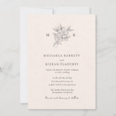Blush Pink Botanical Monogram Wedding Invitation 招待状 (正面)