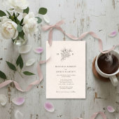 Blush Pink Botanical Monogram Wedding Invitation 招待状