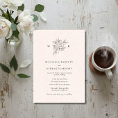 Blush Pink Botanical Monogram Wedding Invitation 招待状
