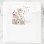 Blush Pink Botanical Wedding & Baby Shower スクエアシール (バッグ)