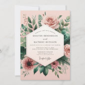 Blush Pink Botanical Whimsy Wedding 招待状 (正面)