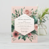 Blush Pink Botanical Whimsy Wedding 招待状 (スタンド正面)