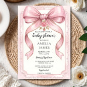 Blush Pink Bow Baby Shower Invitation Editable Ele 招待状