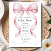 Blush Pink Bow Baby Shower Invitation Editable Ele 招待状