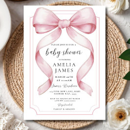 Blush Pink Bow Baby Shower Invitation Editable Ele 招待状