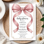 Blush Pink Bow Baby Shower Invitation Editable Ele 招待状