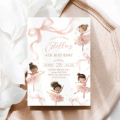 Blush Pink Bow Ballerina Birthday 招待状