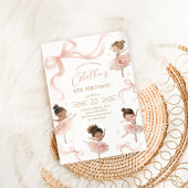 Blush Pink Bow Ballerina Birthday 招待状